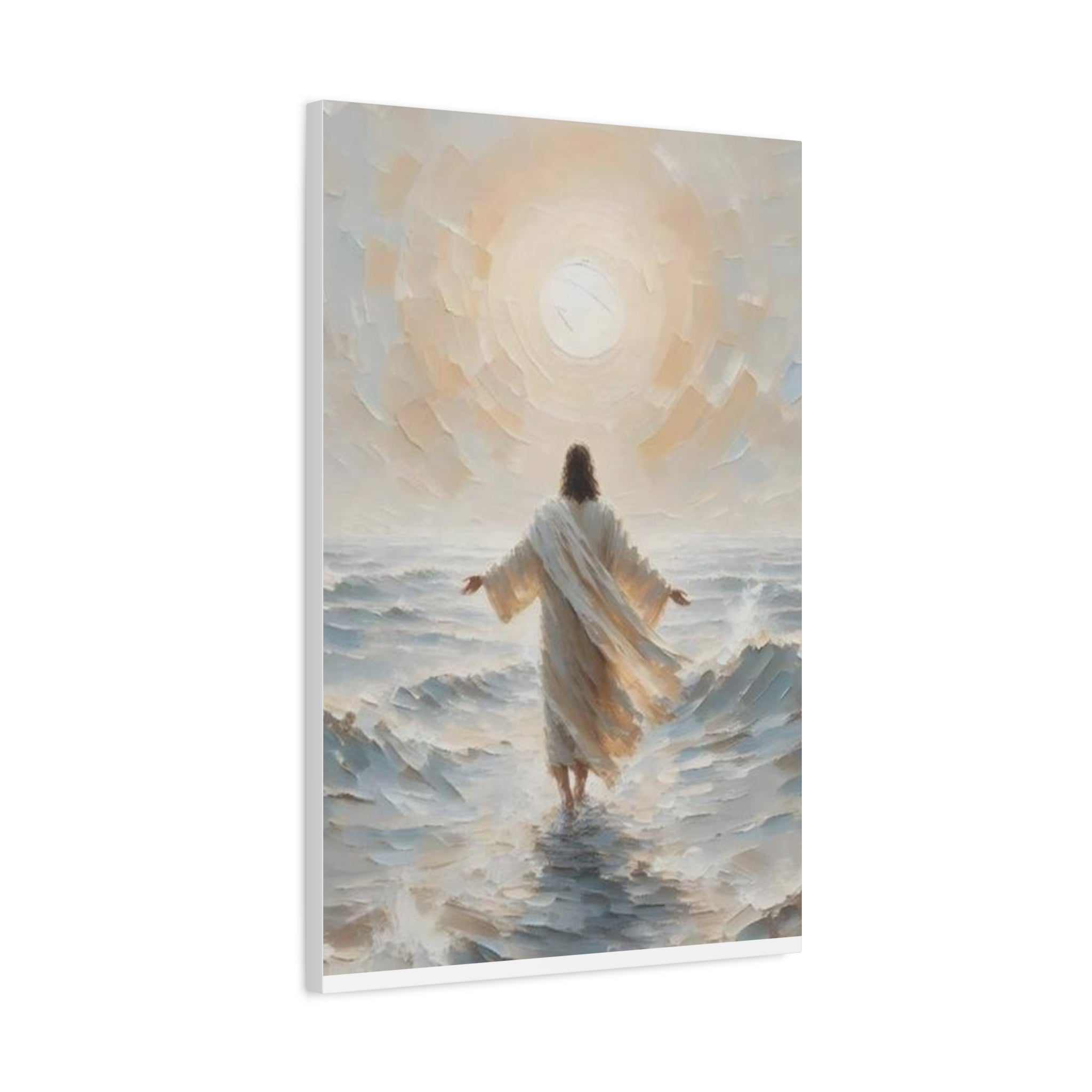 Jesus Walking on Water Canvas Wall Art – Christian Faith Ocean Artwork | Inspirational Christian Home Décor