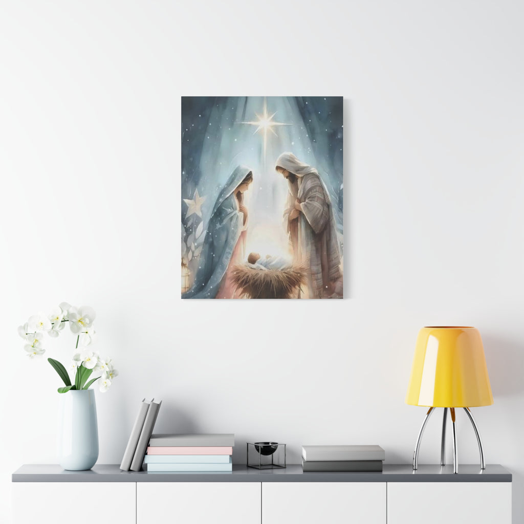 Holy Family Nativity Canvas Wall Art – Mary and Joseph Christian Christmas Artwork, Faith-Inspired Home Décor