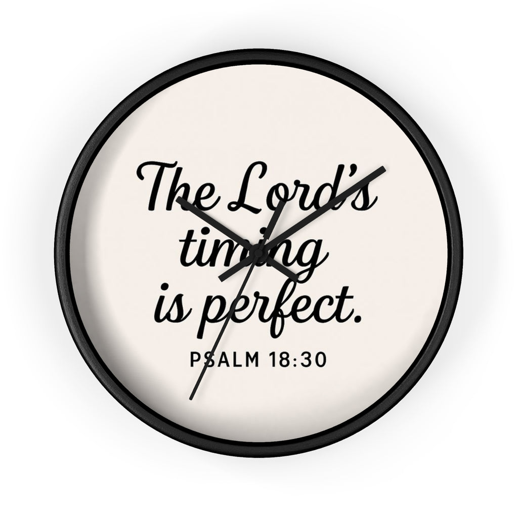 “The Lord’s Timing Is Perfect” Christian Wall Clock – Psalm 18:30 Faith-Inspired Home Décor | Faith & Home Co.