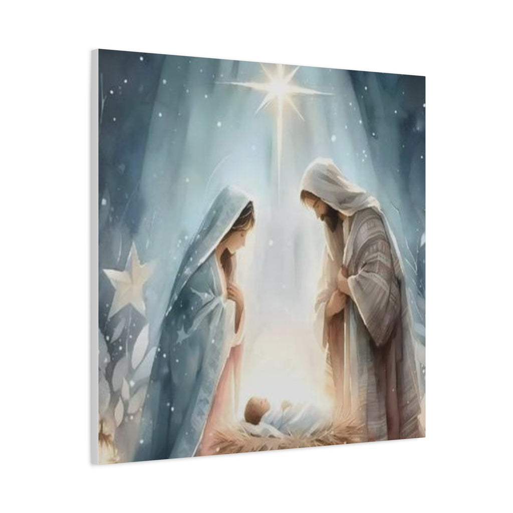 Holy Family Nativity Canvas Wall Art – Mary and Joseph Christian Christmas Artwork, Faith-Inspired Home Décor