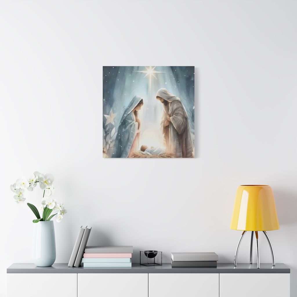 Holy Family Nativity Canvas Wall Art – Mary and Joseph Christian Christmas Artwork, Faith-Inspired Home Décor