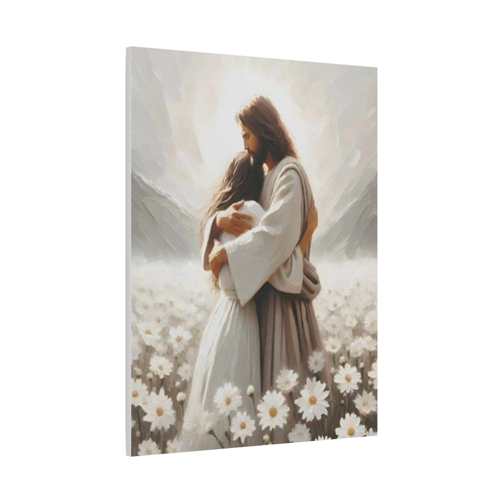 Jesus Embrace Canvas Wall Art – Christian Faith Artwork of Christ’s Love | Inspirational Christian Home Décor