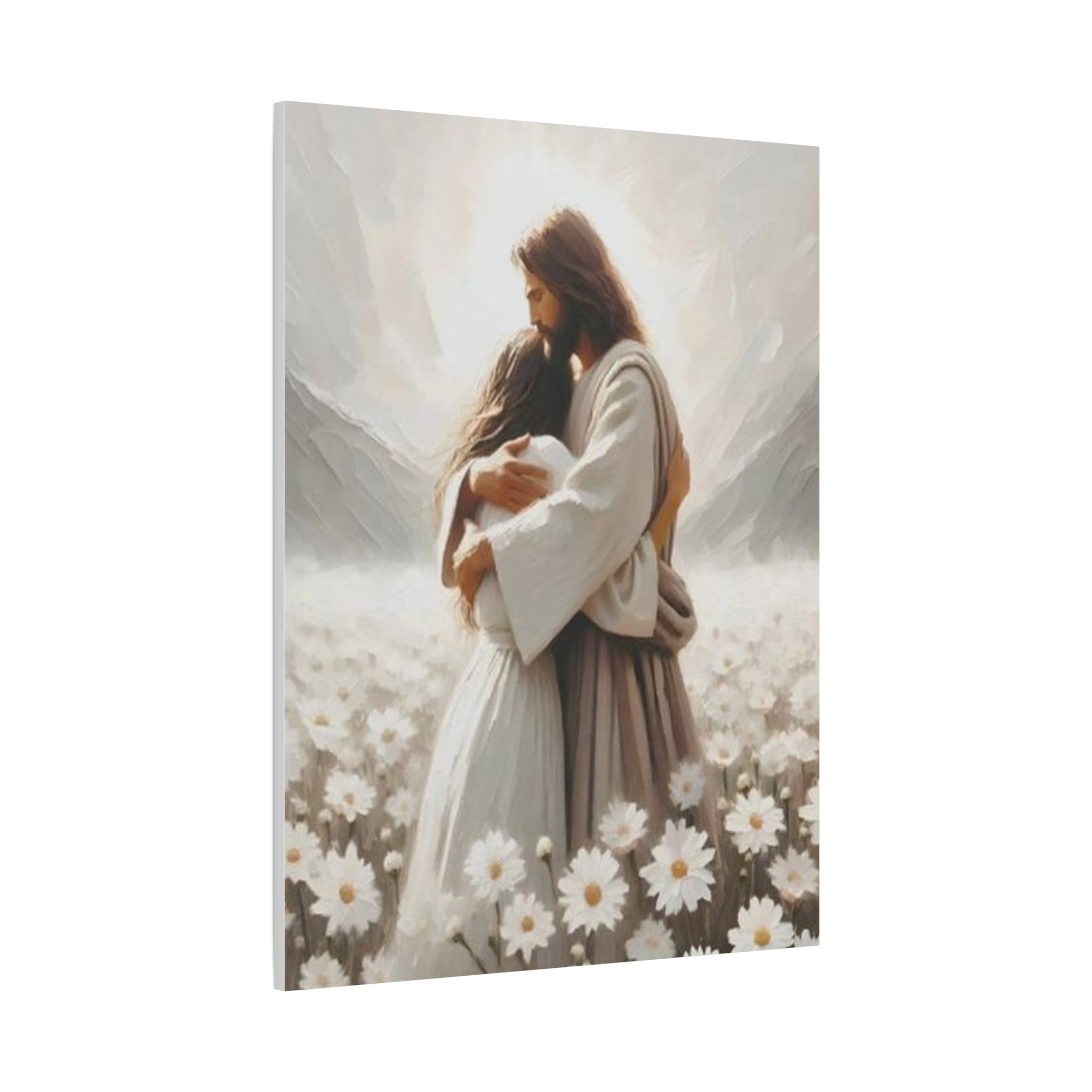 Jesus Embrace Canvas Wall Art – Christian Faith Artwork of Christ’s Love | Inspirational Christian Home Décor