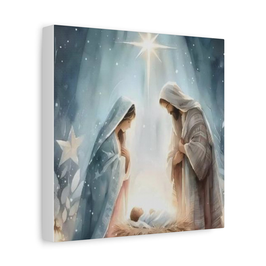 Holy Family Nativity Canvas Wall Art – Mary and Joseph Christian Christmas Artwork, Faith-Inspired Home Décor