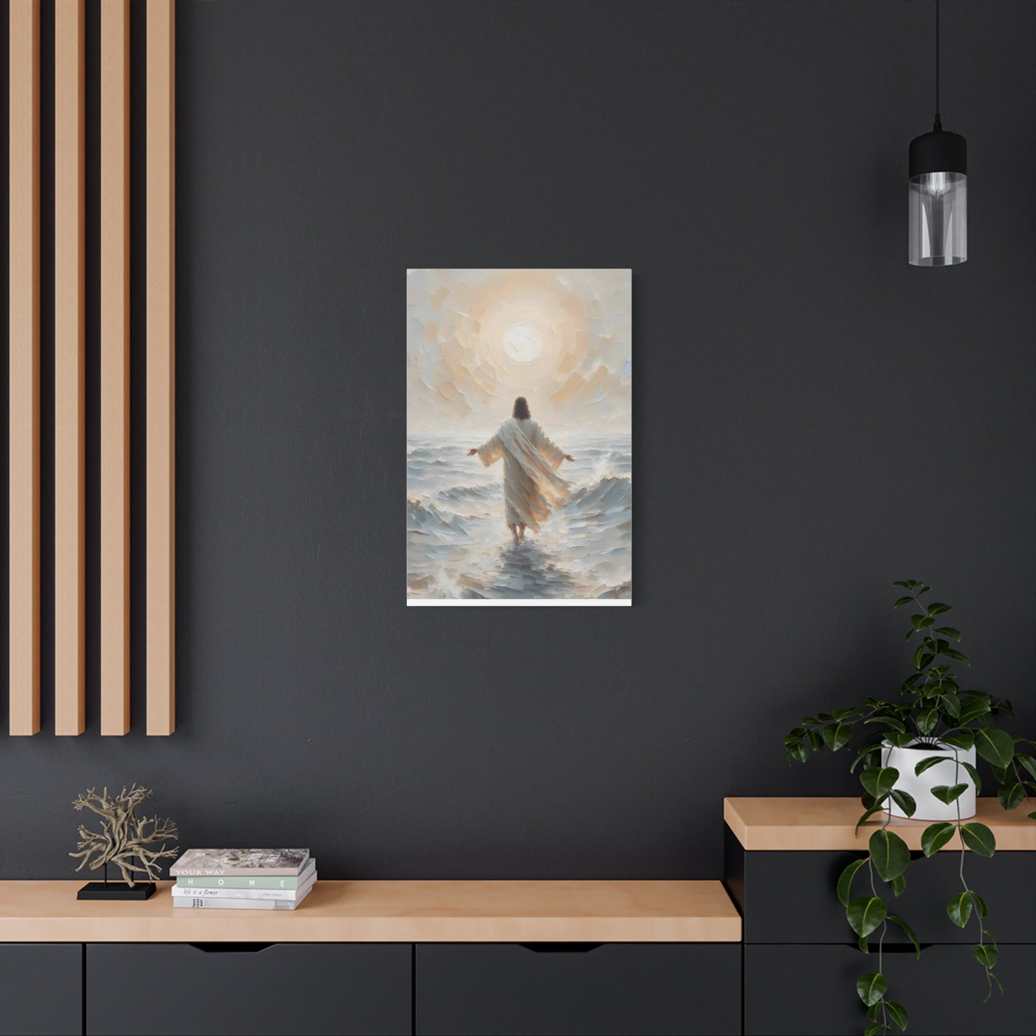 Jesus Walking on Water Canvas Wall Art – Christian Faith Ocean Artwork | Inspirational Christian Home Décor