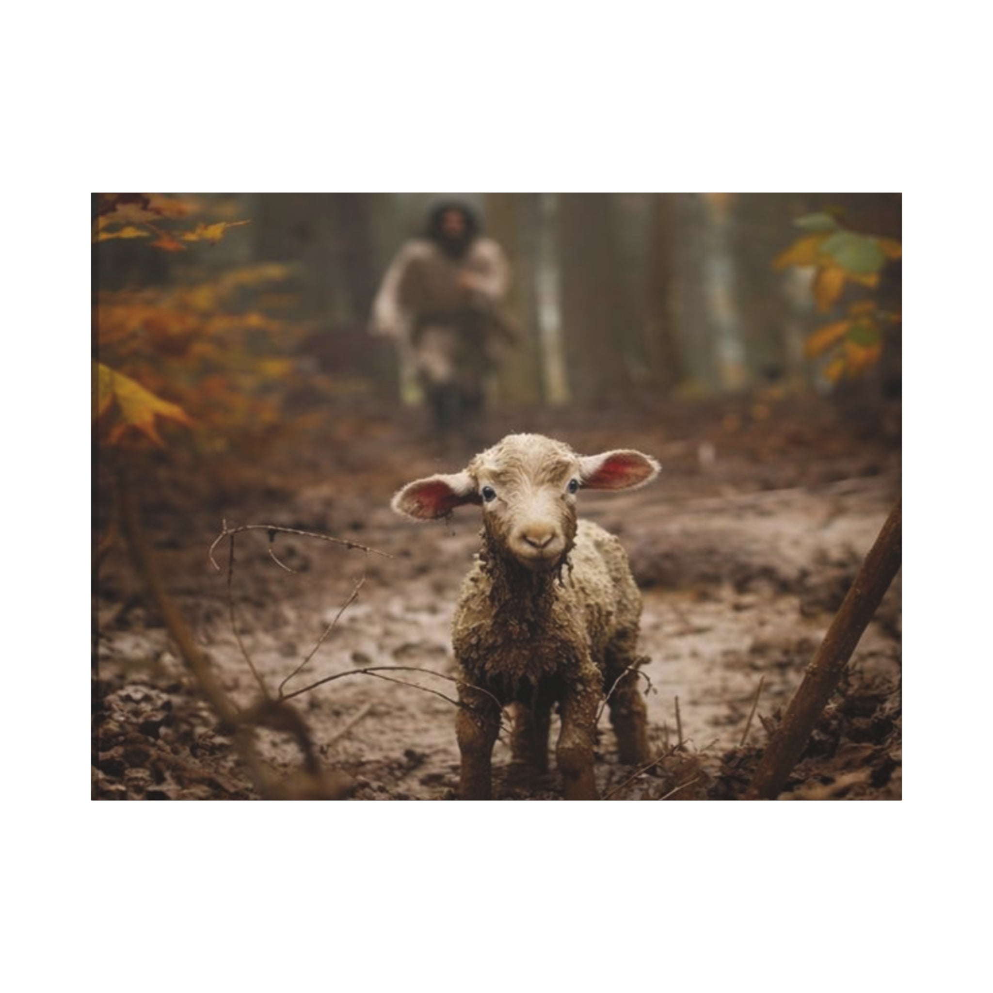 The Lost Lamb Canvas Wall Art | Faith-Inspired Christian Home Décor | Shepherd & Lamb Biblical Artwork