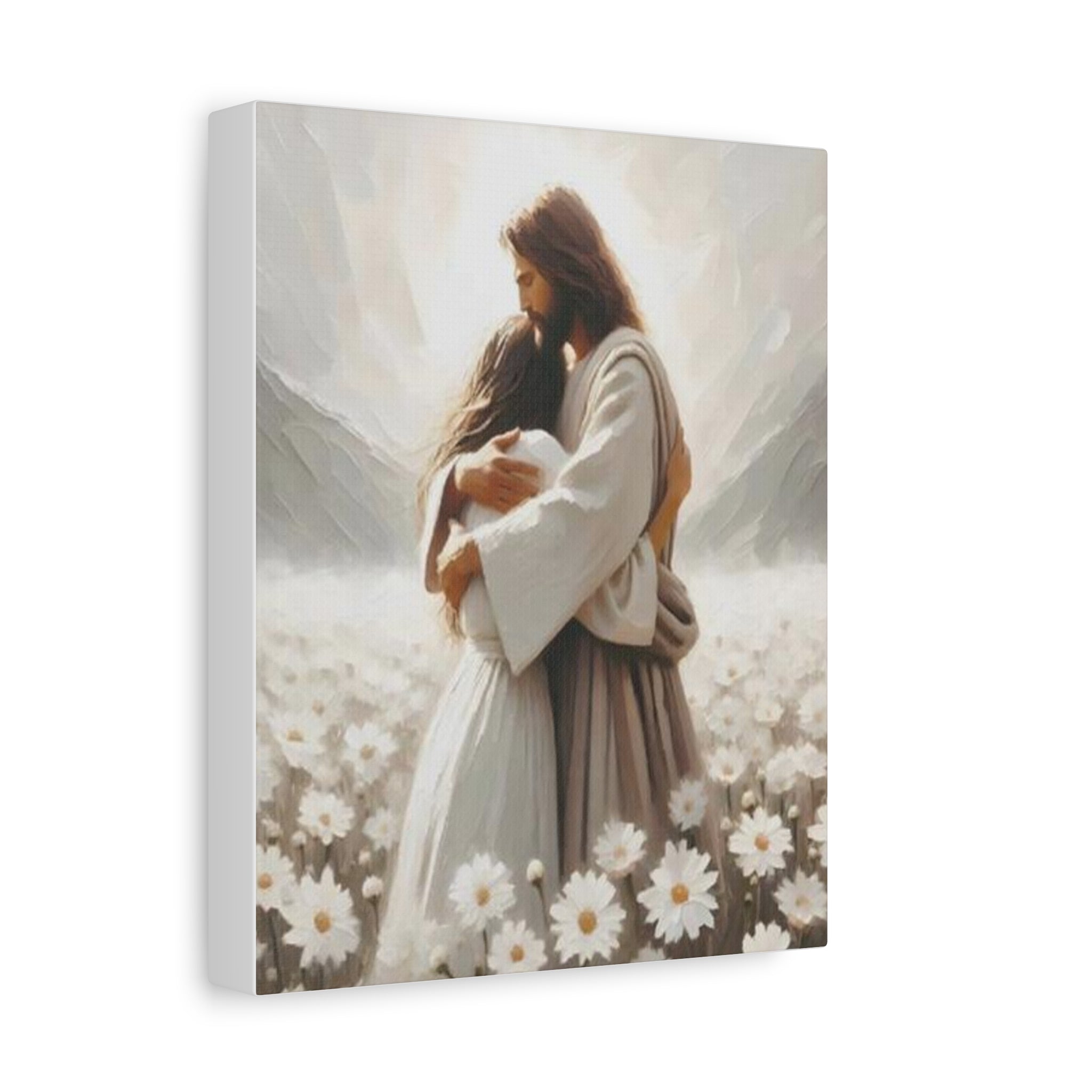 Jesus Embrace Canvas Wall Art – Christian Faith Artwork of Christ’s Love | Inspirational Christian Home Décor