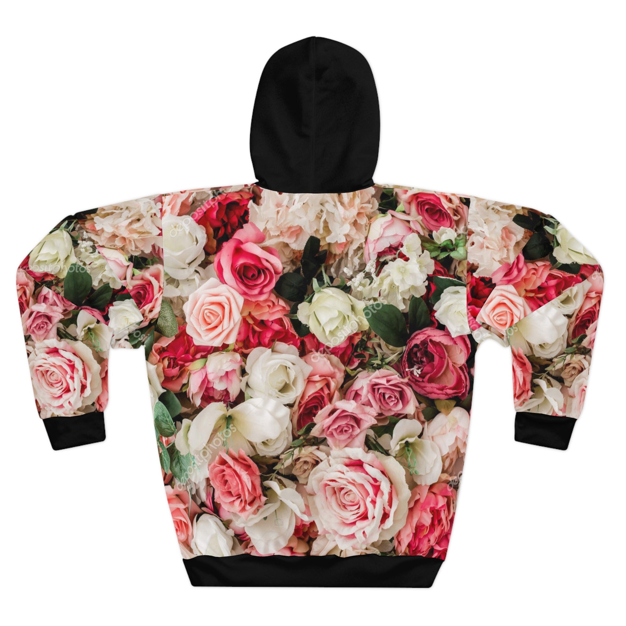 Christian Floral Hoodie “Protected” – Rose Flower Faith Hoodie with Cross | Inspirational Christian Sweatshirt