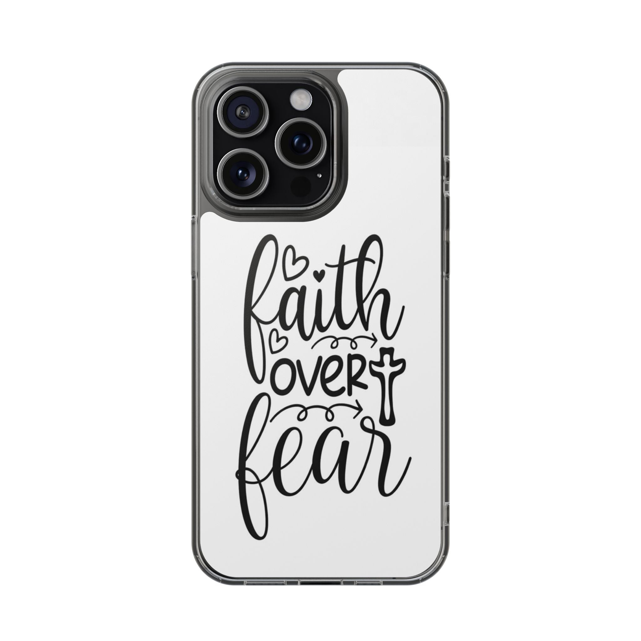 Faith Over Fear Christian Phone Case – Inspirational Scripture iPhone Case, Clear Faith-Based Protective Cover