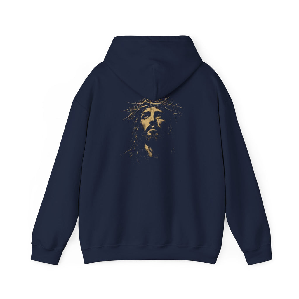 Christian Hoodie with Jesus Portrait Back Graphic – Faith-Based Unisex Sweatshirt | Inspirational Religious Apparel