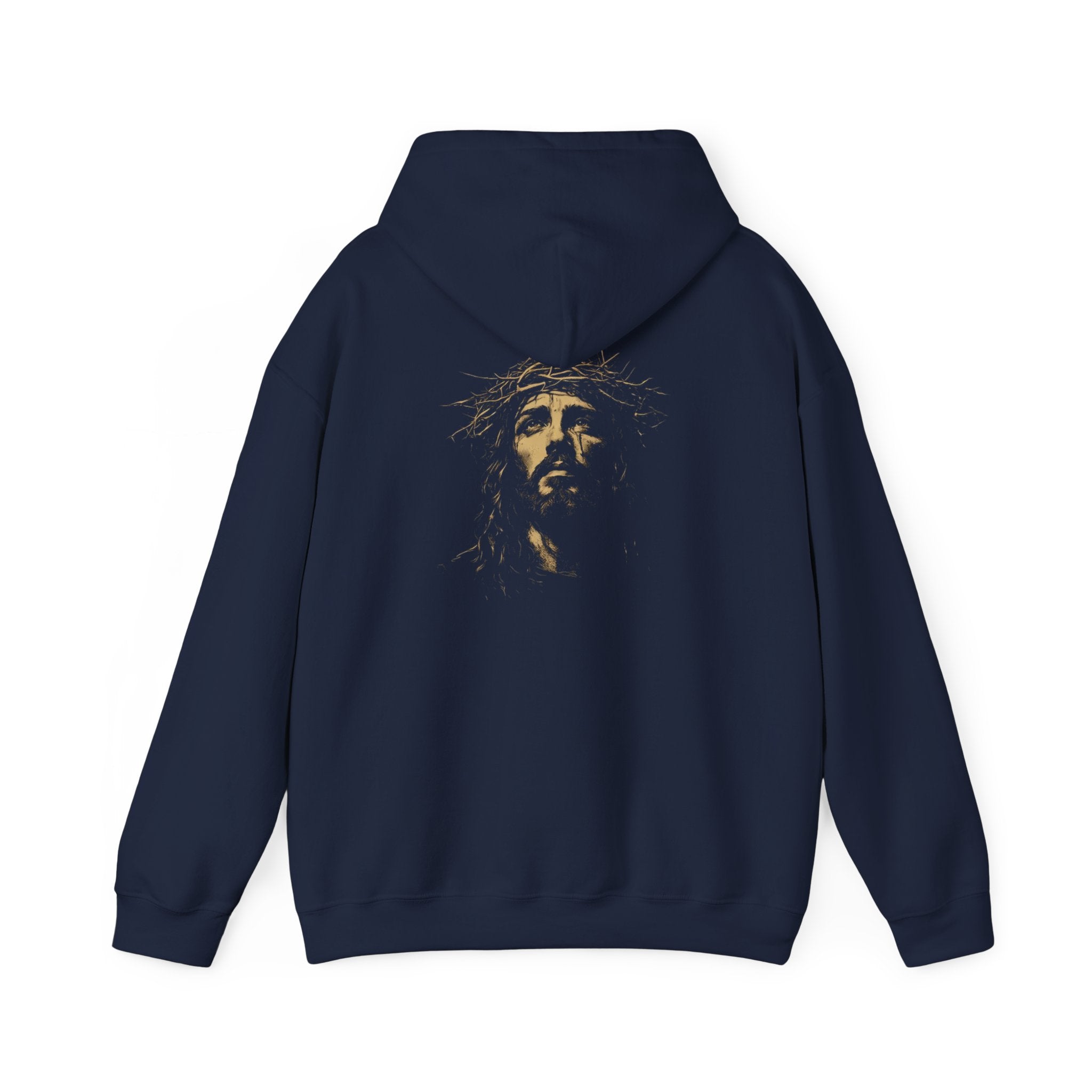 Christian Hoodie with Jesus Portrait Back Graphic – Faith-Based Unisex Sweatshirt | Inspirational Religious Apparel