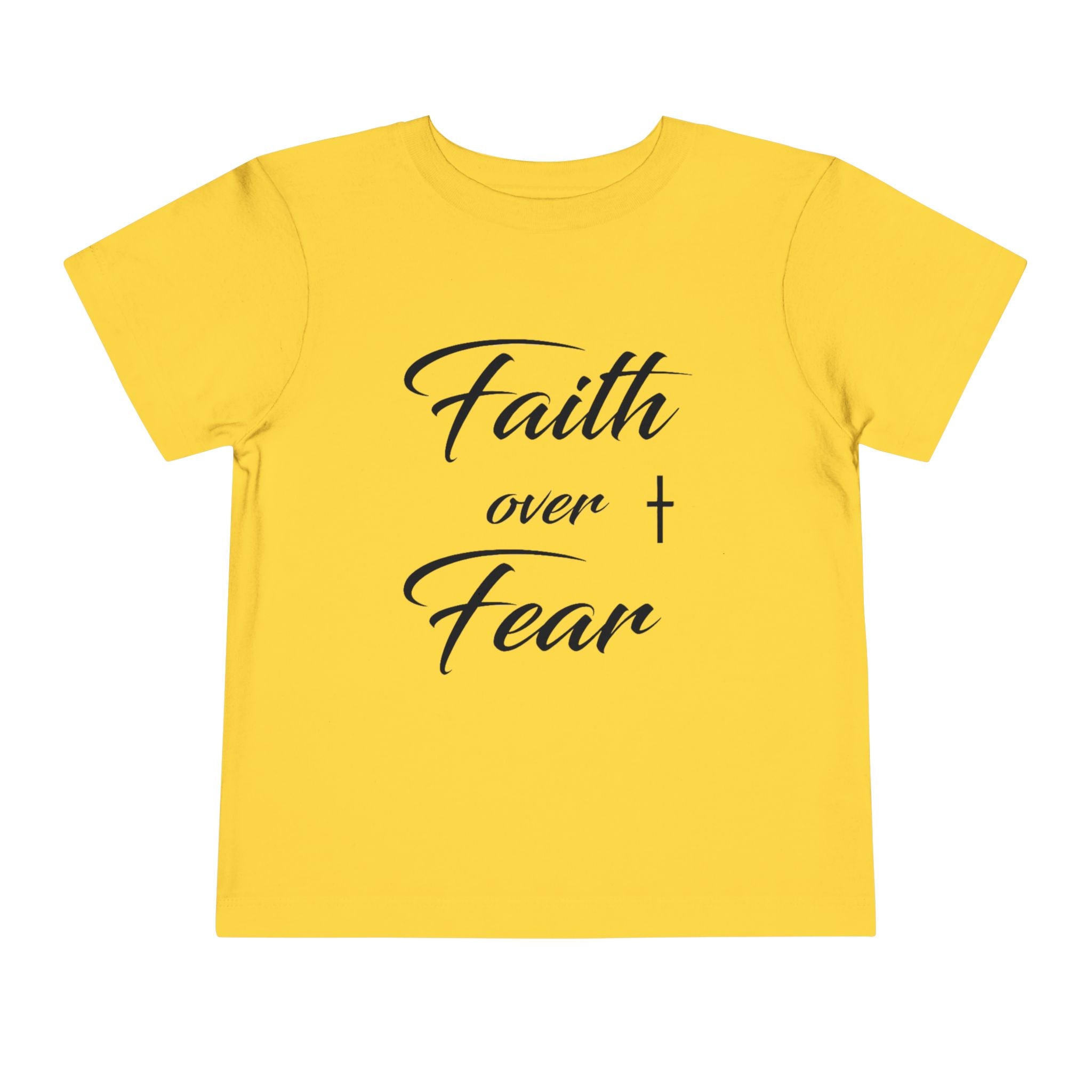Toddler Christian T-Shirt “Faith Over Fear” – Inspirational Faith-Based Tee for Boys & Girls