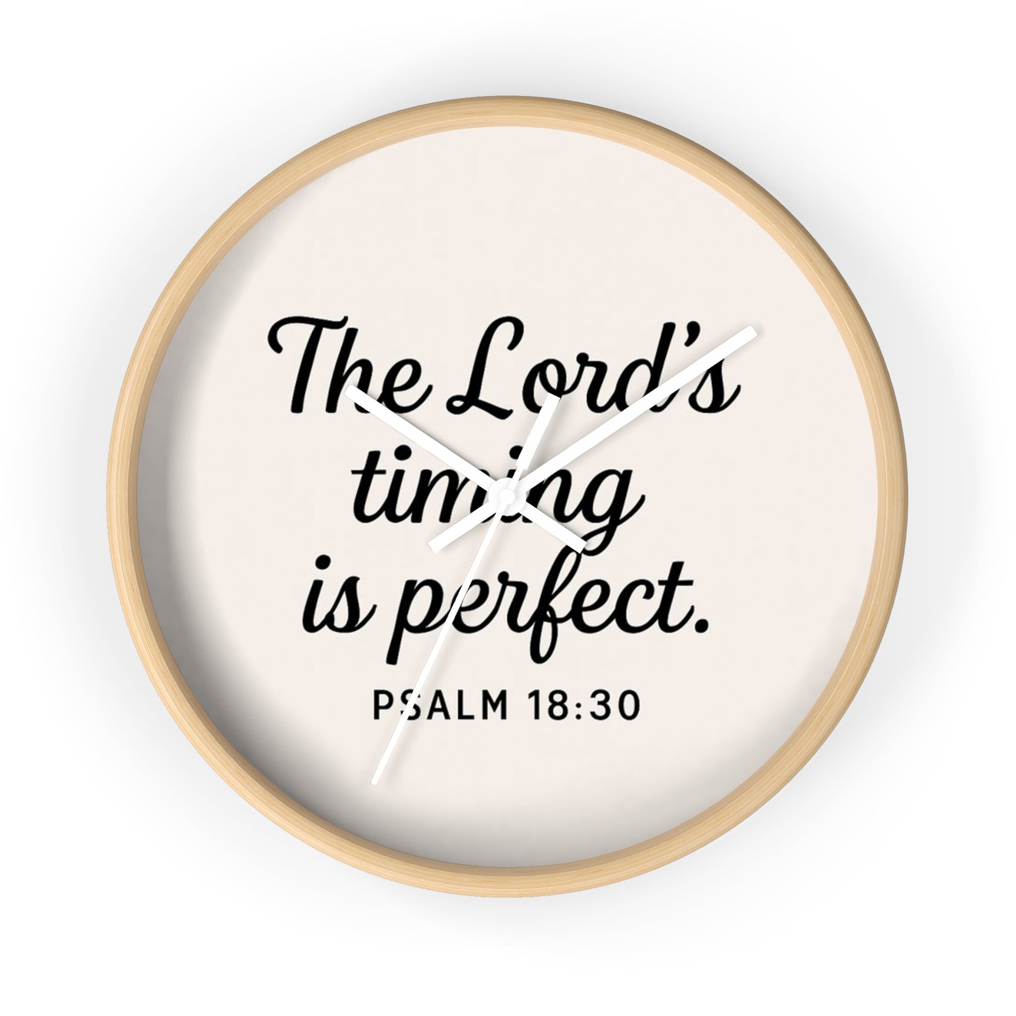 “The Lord’s Timing Is Perfect” Christian Wall Clock – Psalm 18:30 Faith-Inspired Home Décor | Faith & Home Co.