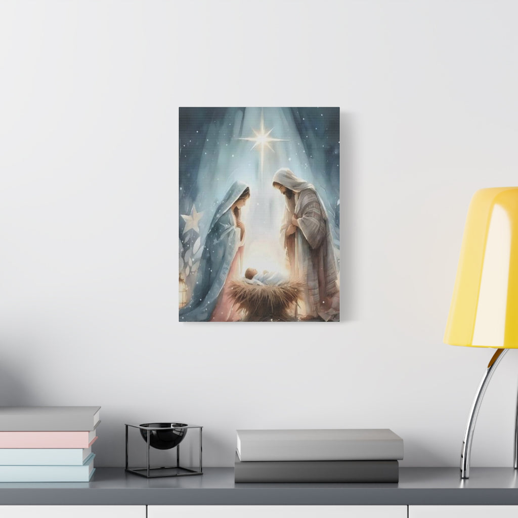 Holy Family Nativity Canvas Wall Art – Mary and Joseph Christian Christmas Artwork, Faith-Inspired Home Décor
