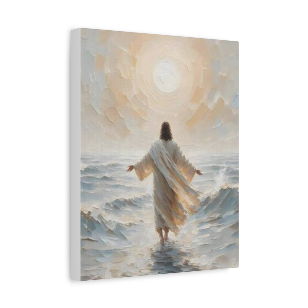 Jesus Walking on Water Canvas Wall Art – Christian Faith Ocean Artwork | Inspirational Christian Home Décor