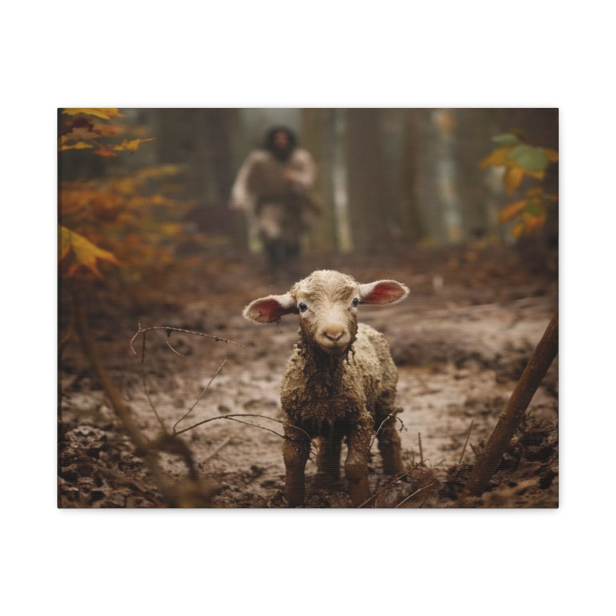 The Lost Lamb Canvas Wall Art | Faith-Inspired Christian Home Décor | Shepherd & Lamb Biblical Artwork