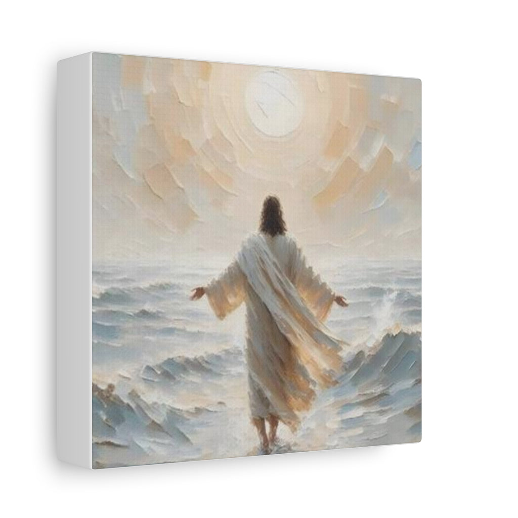 Jesus Walking on Water Canvas Wall Art – Christian Faith Ocean Artwork | Inspirational Christian Home Décor