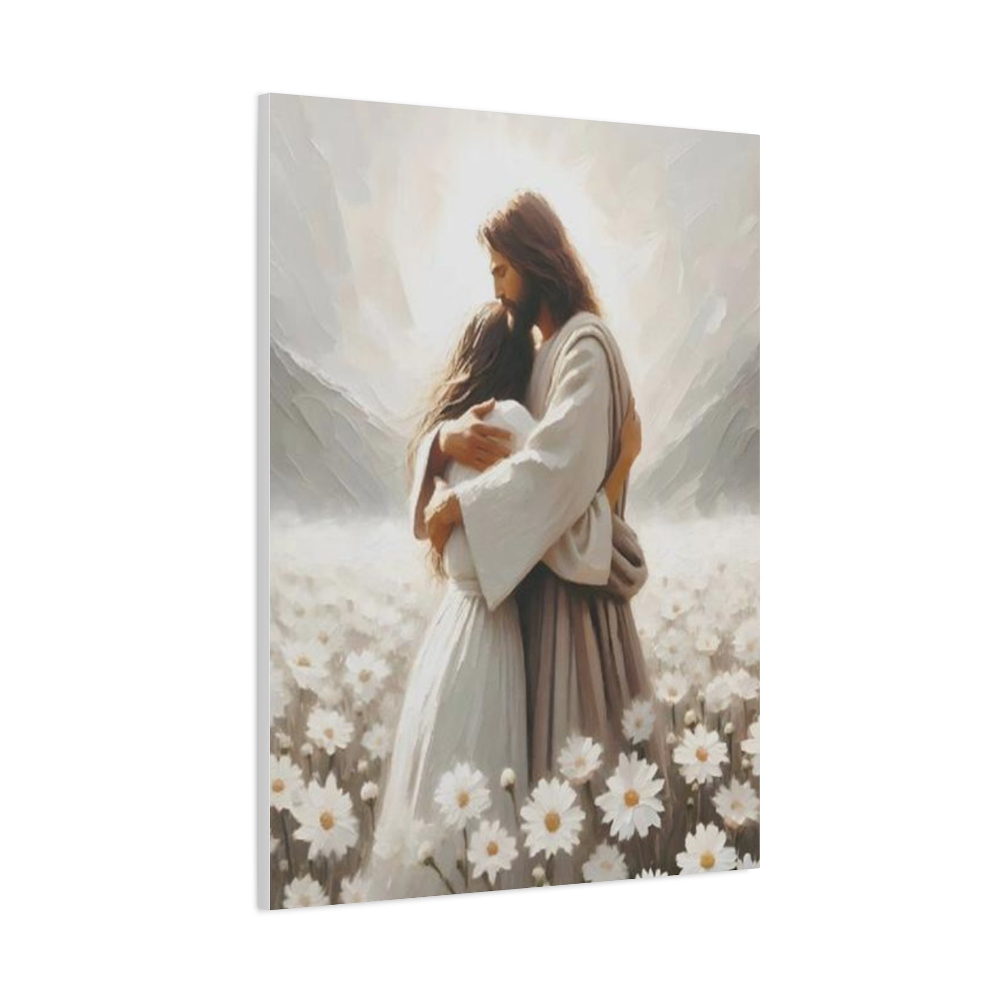 Jesus Embrace Canvas Wall Art – Christian Faith Artwork of Christ’s Love | Inspirational Christian Home Décor