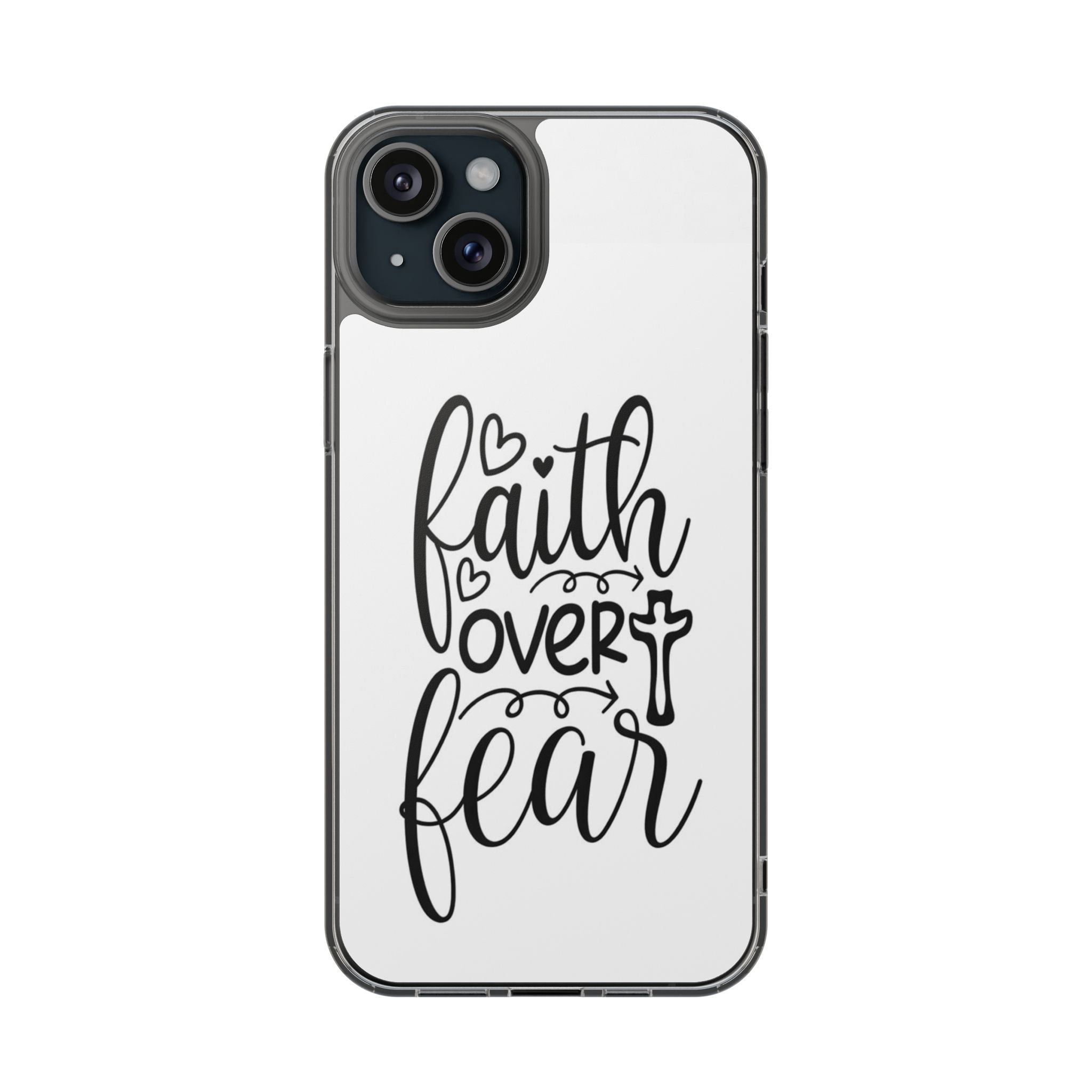 Faith Over Fear Christian Phone Case – Inspirational Scripture iPhone Case, Clear Faith-Based Protective Cover