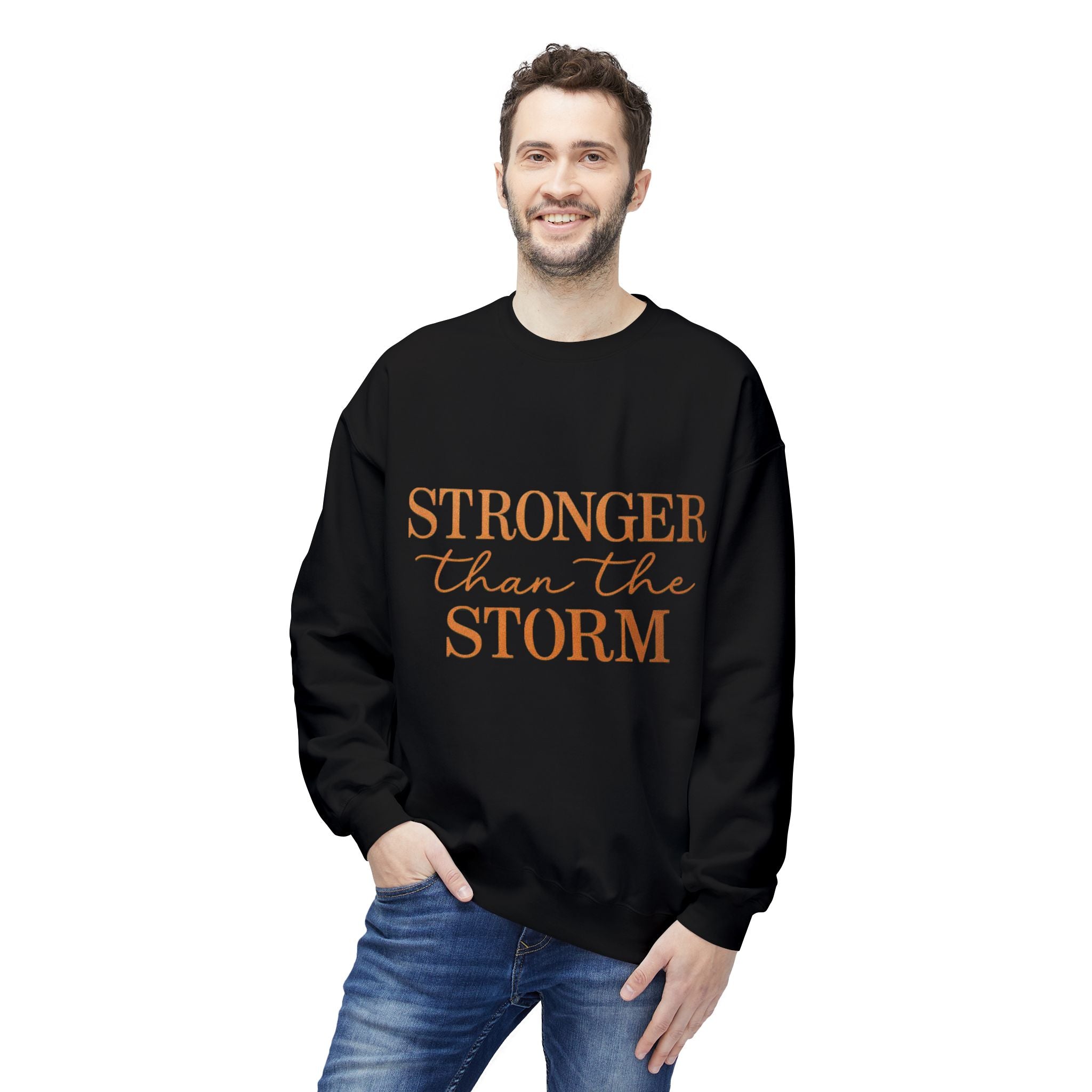 Stronger Than the Storm Sweatshirt – Inspirational Christian Crewneck | Cozy Faith-Based Encouragement Pullover