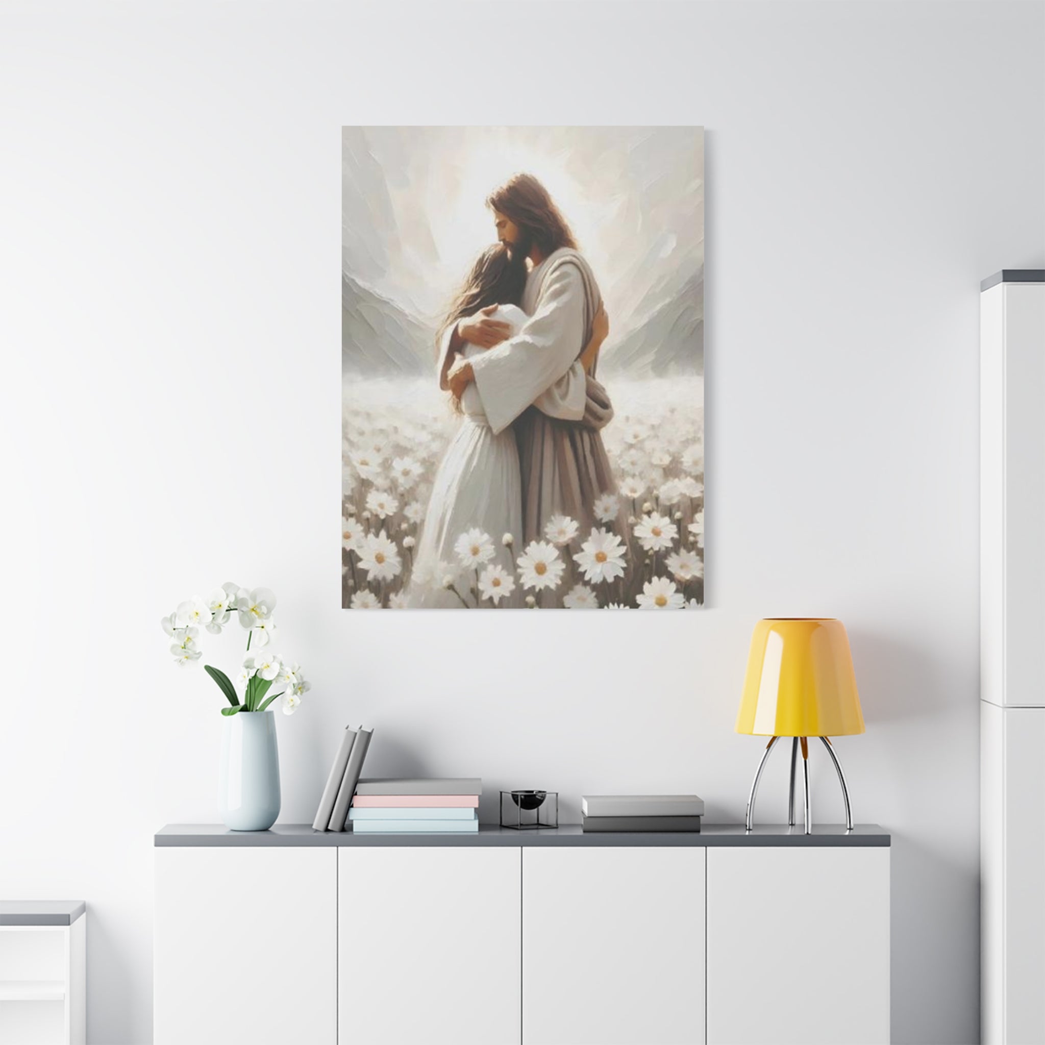 Jesus Embrace Canvas Wall Art – Christian Faith Artwork of Christ’s Love | Inspirational Christian Home Décor