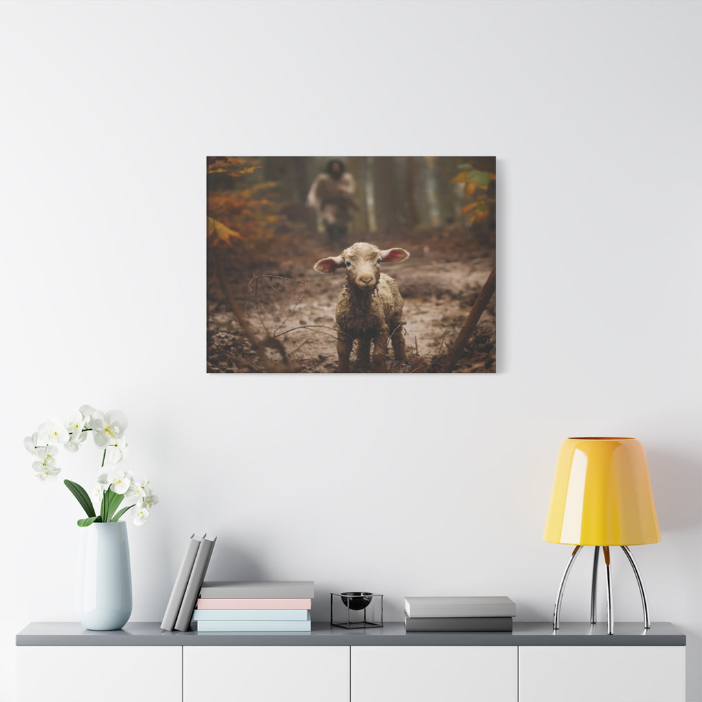 The Lost Lamb Canvas Wall Art | Faith-Inspired Christian Home Décor | Shepherd & Lamb Biblical Artwork