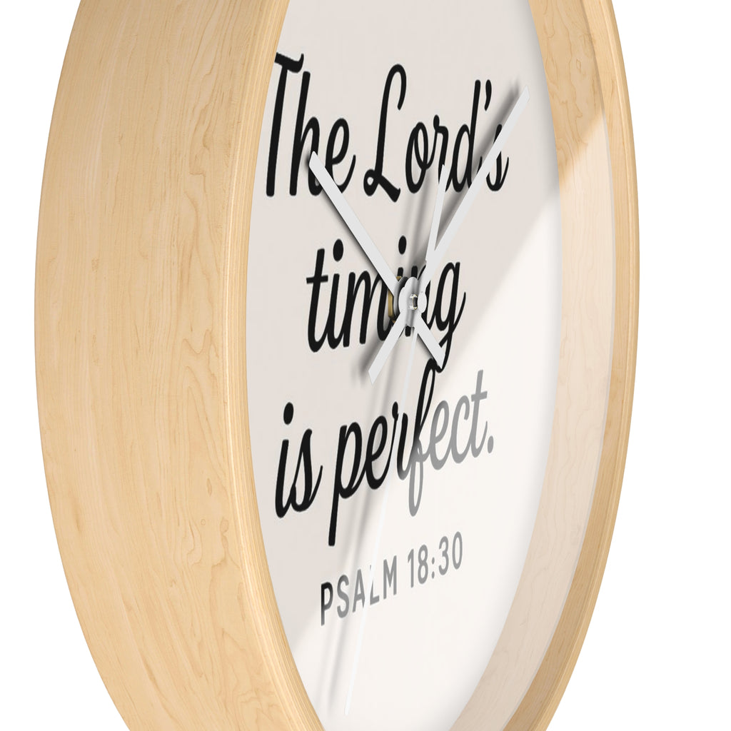 “The Lord’s Timing Is Perfect” Christian Wall Clock – Psalm 18:30 Faith-Inspired Home Décor | Faith & Home Co.